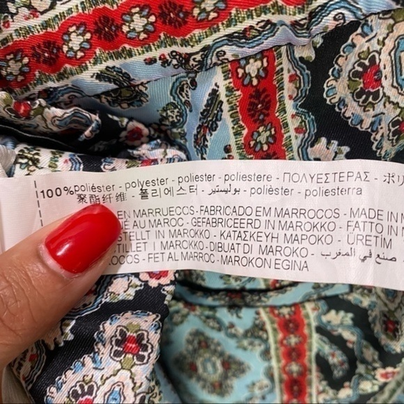 Zara Multicolored Printed Lightweight High Rise Straight Leg Pant - Picture 9 of 10